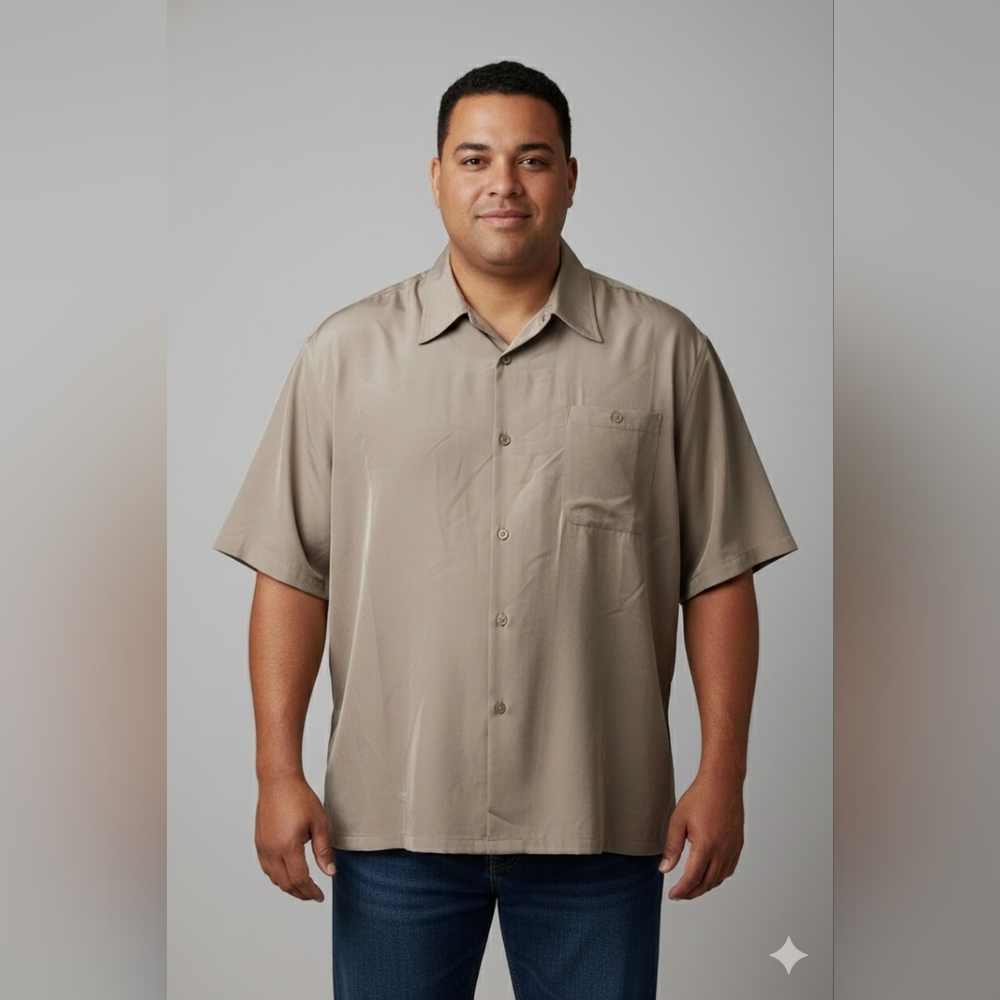 Oscar Misa Men's NWT Tan Short Sleeve Dress Shirt Sizes XL & 2XL